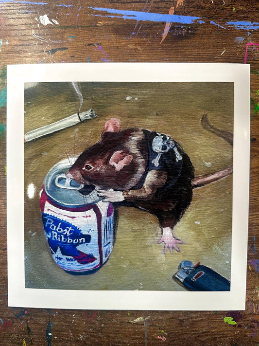 Art Print of Funny Grunge Rat: Meme Home Decor