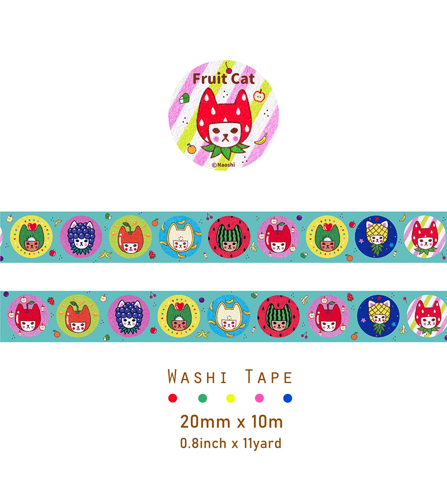 Washi Tape - Fruit Cats