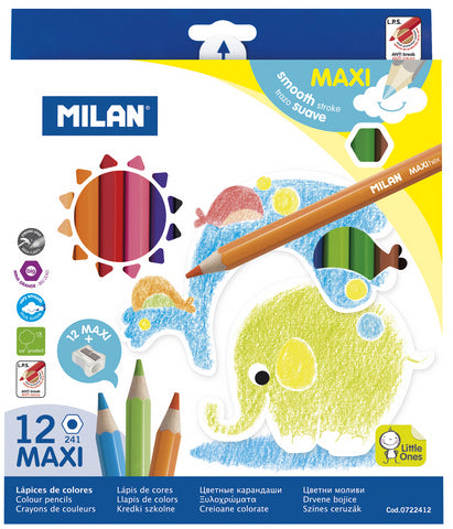 Milan Kid's Maxi-Grip Coloured Pencil Set of 12