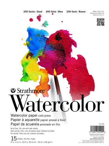 Student Watercolor Tape Pad 90LB 15 SHEETS 9X12