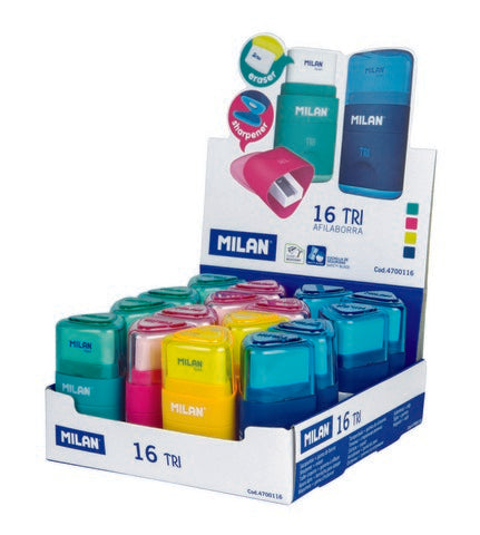 Milan Tri-Pencil Sharpener + Eraser