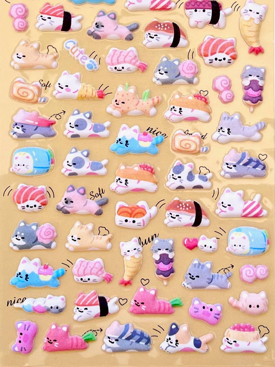 11082 Tiny Puffy Cat Dog Rabbit Stickers