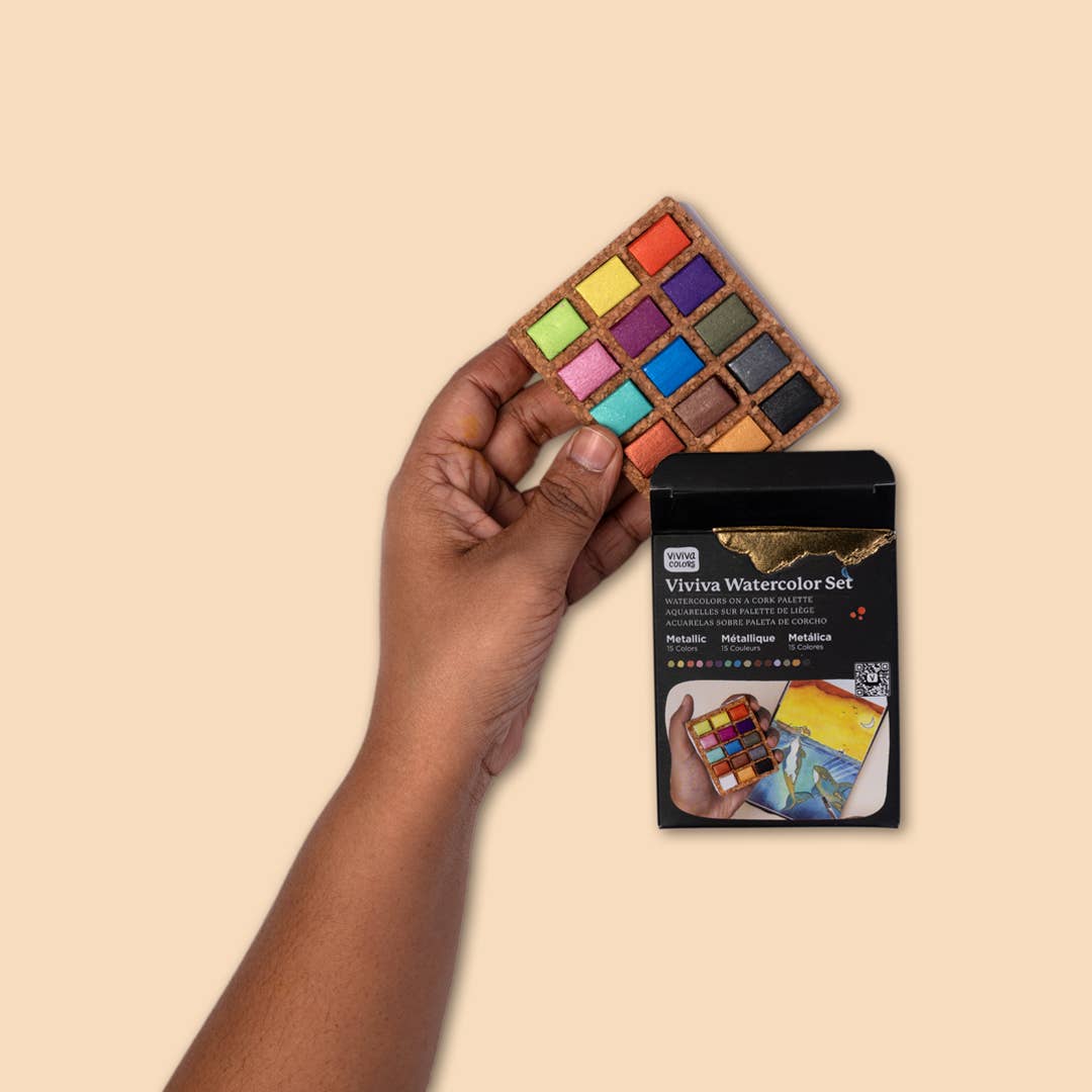 Watercolor Pans - Metallic 15 Colors (Casepack of 5)
