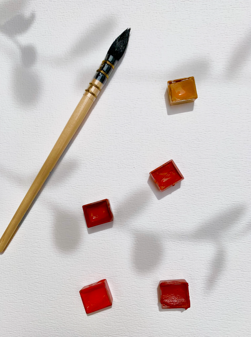 Handmade watercolor - Ocre Risotto alla Milanese