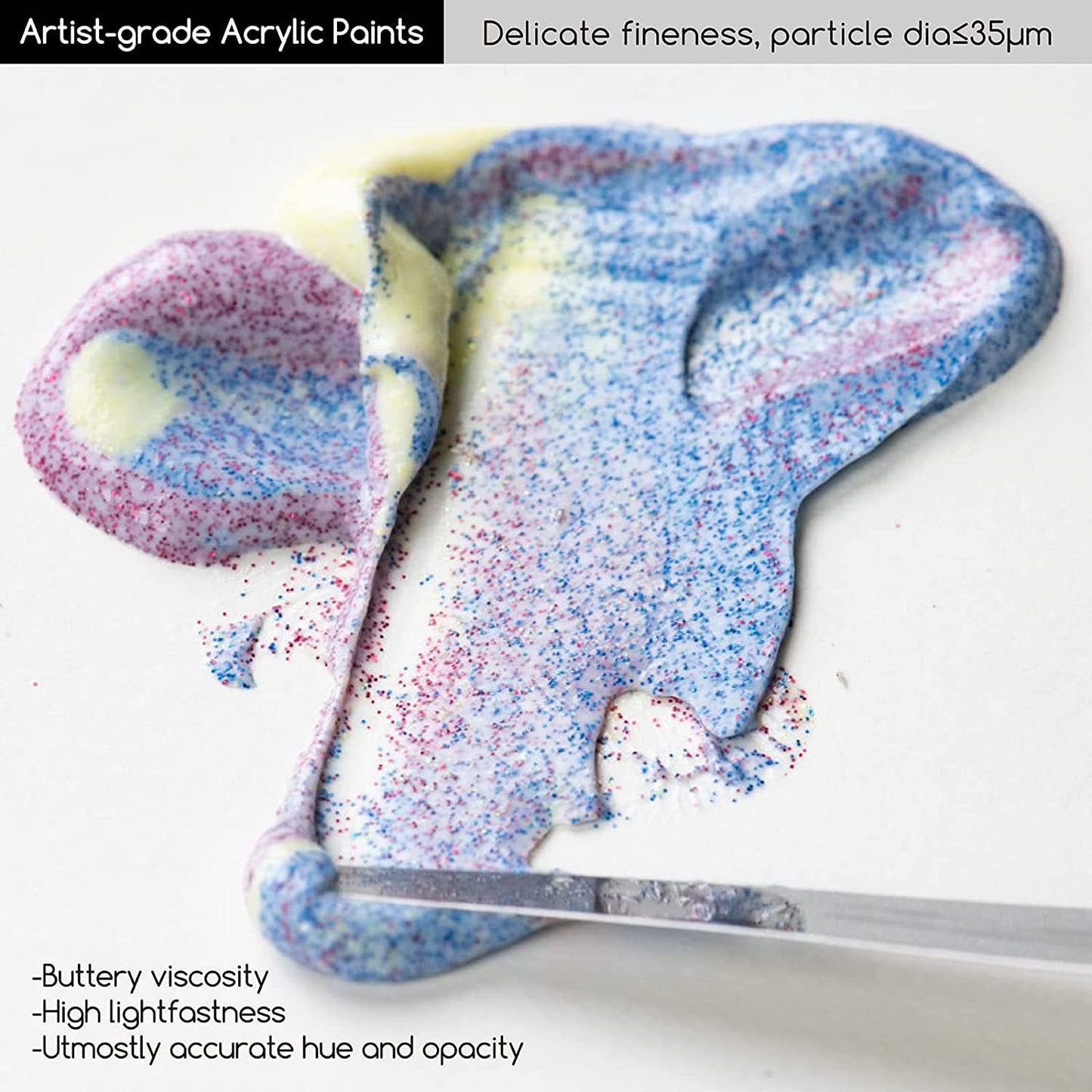 MEEDEN Glitter Acrylic Paint Medium, 6 Tubes 22ml/0.74oz High Viscosity Shimmer Paints, Art Craft Paints with Glitter, Iridescent Paints for Canvas, Wood & Rock, Art Supplies for Artists Beginners