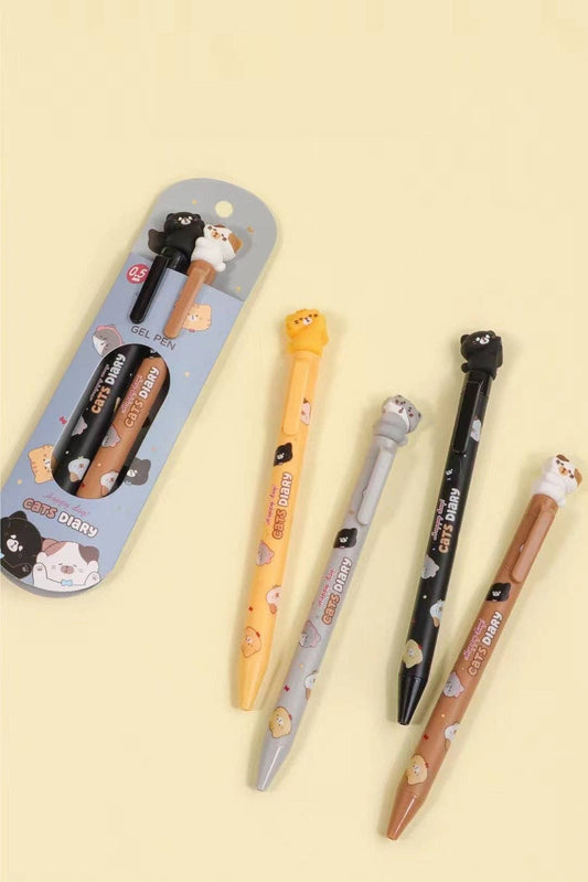 22642 Cat Diary Double Gel Pen - 24 Pairs (48 pens total)