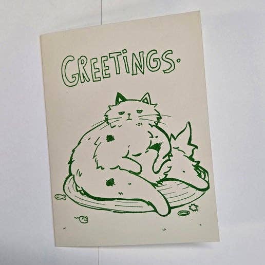 Greeting Card - Fat Cat Greetings by Kaylyn Chileen