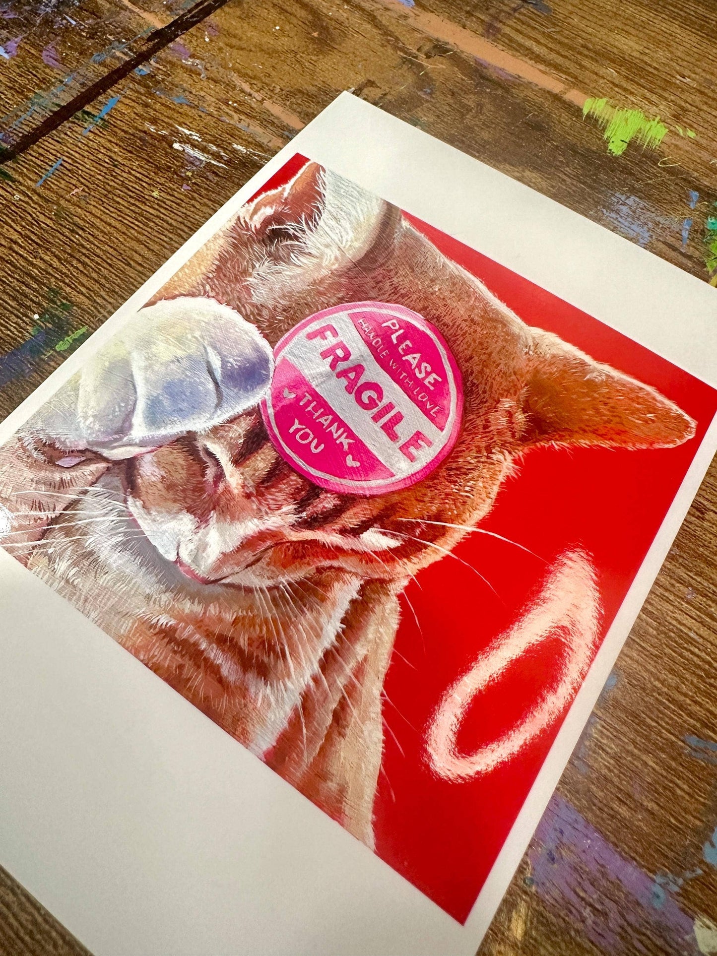 Fragile Orange Cat Art Print, Cute Orange Kitty Poster