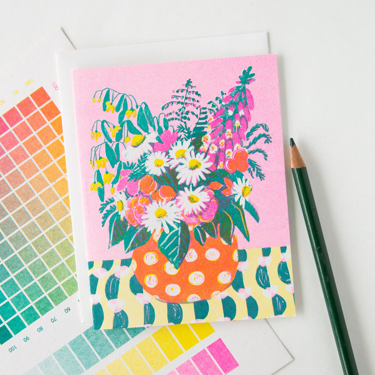 Daises and Dots Everyday Risograph Card