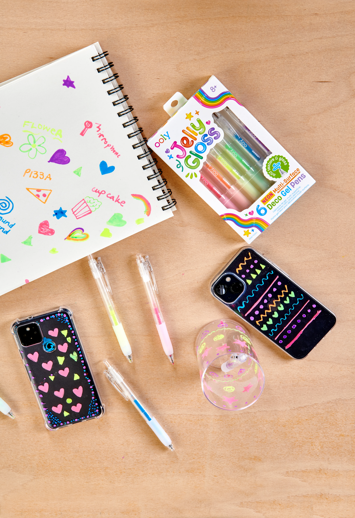 Jelly Gloss: Neon Multi-Surface Deco. Gel Pens (Set of 6)