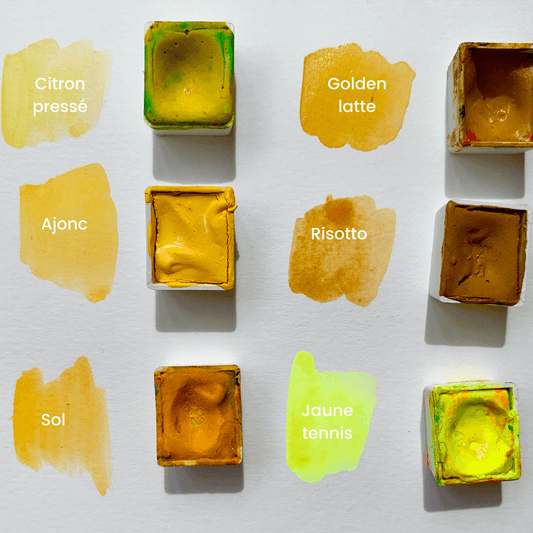 Handmade watercolor - Golden latte yellow