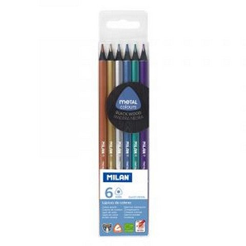 Milan Metallic Black Wood Color Pencil Set
