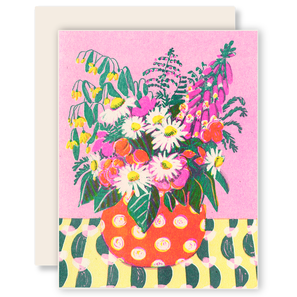 Daises and Dots Everyday Risograph Card