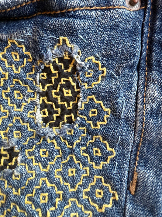 Persimmon Flowers - Minimal Mending + Embellishment Transfer