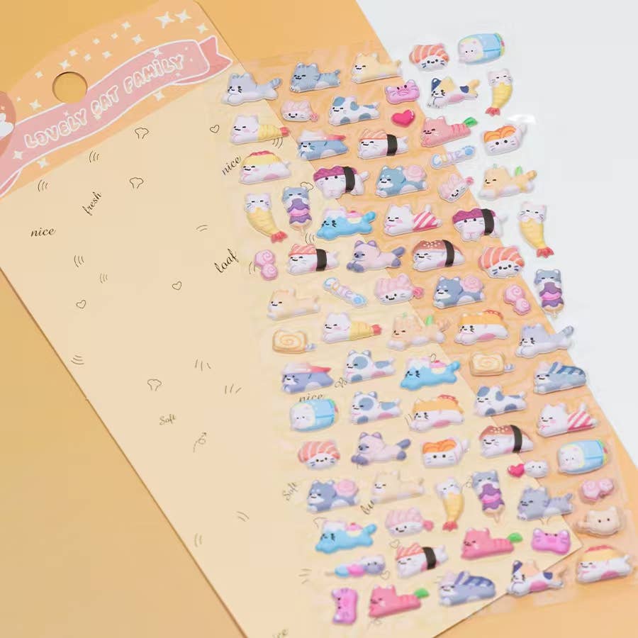 11082 Tiny Puffy Cat Dog Rabbit Stickers