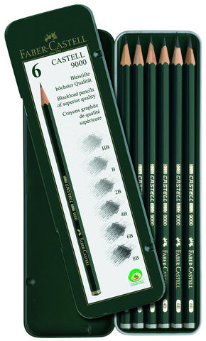 Faber-Castell 9000 Series 6pc Tin Drawing Set