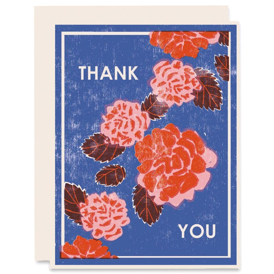 Red Peonies Thank You Card