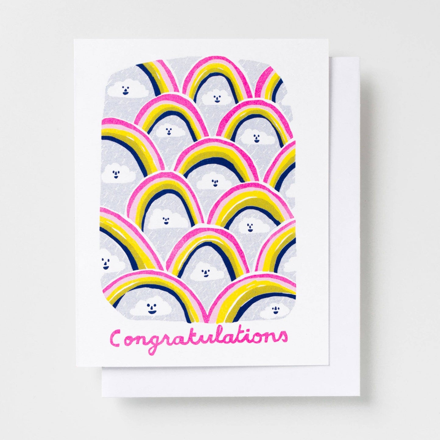 Congratulations Clouds Risograph Card - Celebratory Card