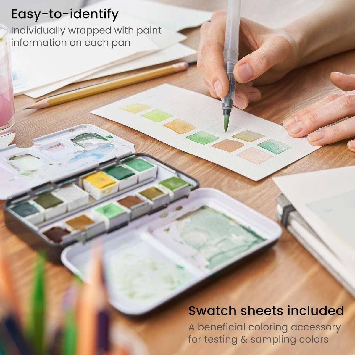 Arteza® Watercolor Half Pans Set - Earth Colors, 12 pc.