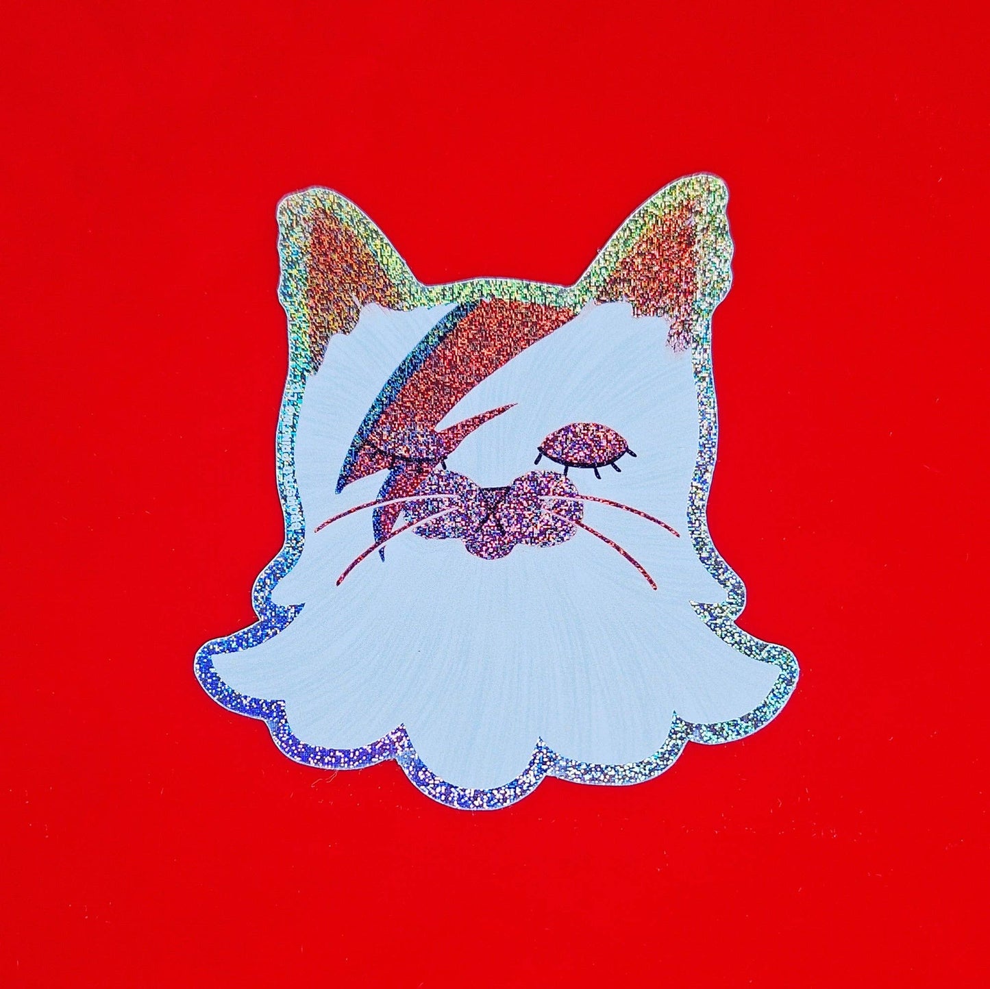 David Bowie Cat - Sparkle Sticker