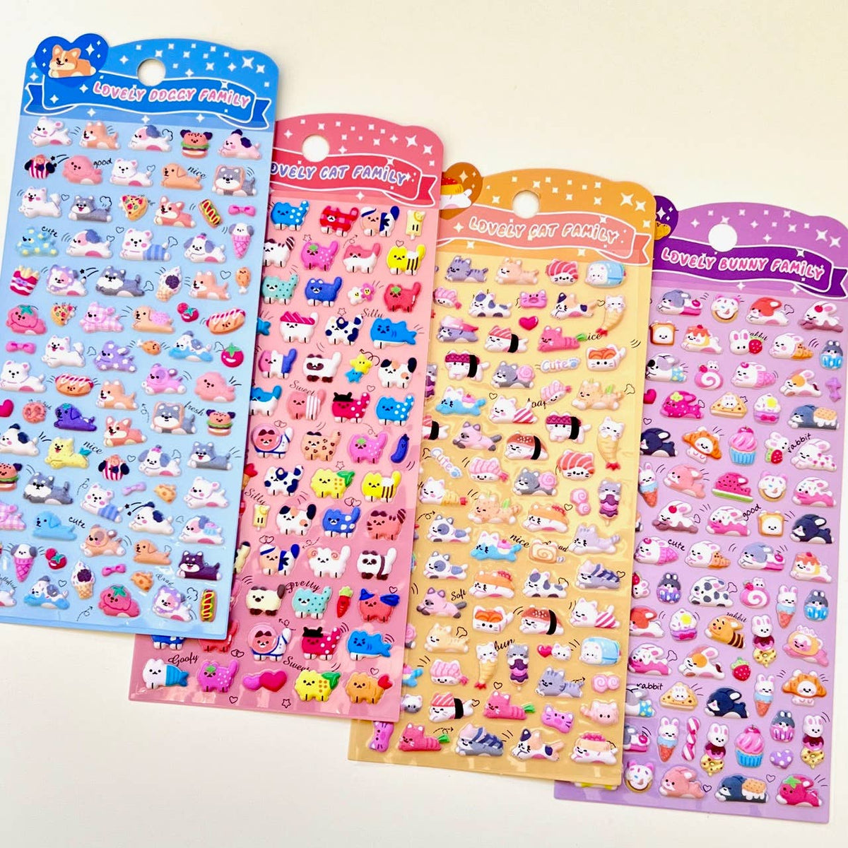 11082 Tiny Puffy Cat Dog Rabbit Stickers