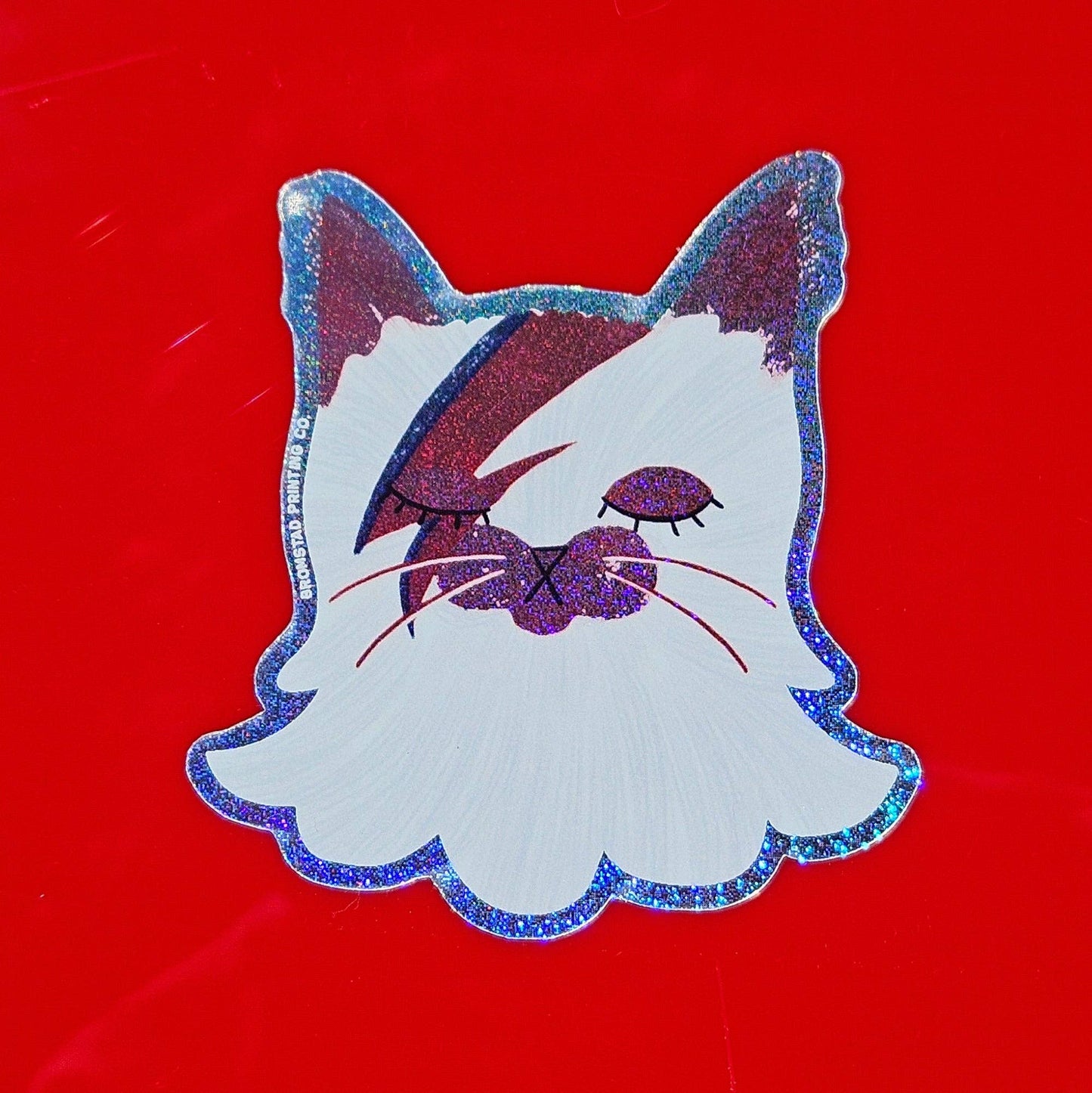 David Bowie Cat - Sparkle Sticker