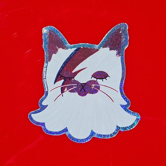 David Bowie Cat - Sparkle Sticker