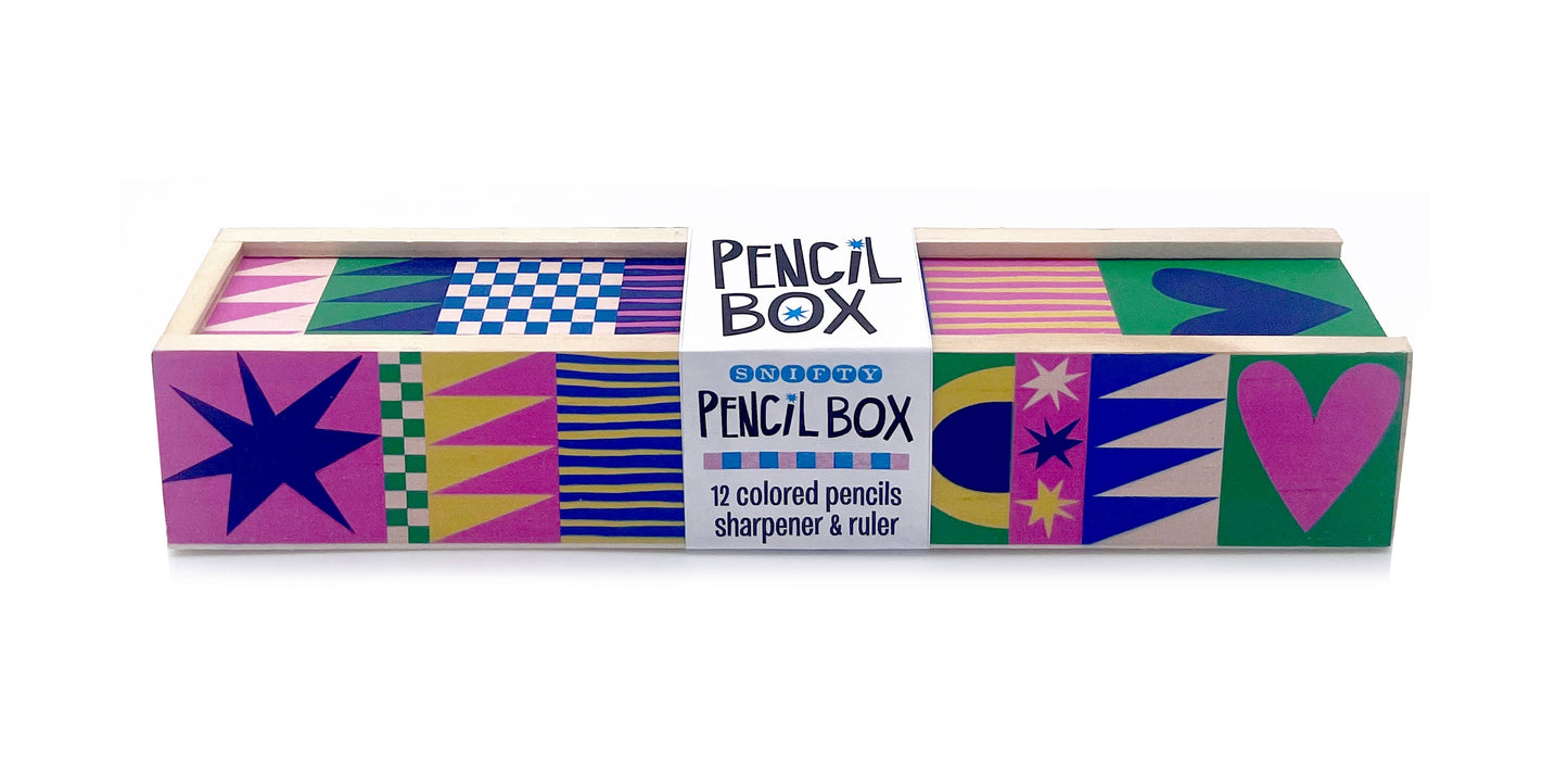 WOODEN PENCIL BOX COLORED PENCIL Set - GEO LOVE