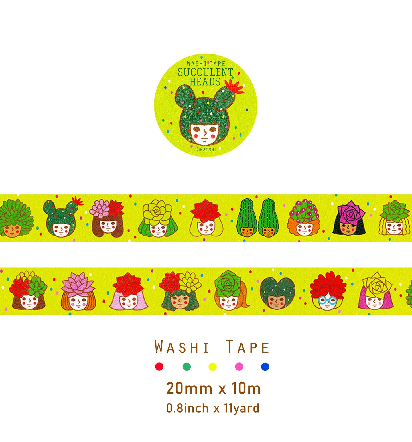 【Washi Tape】Succulent Heads