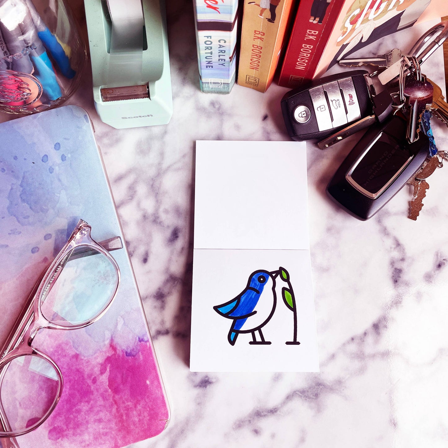 50 Pages Birds Bugs and Botany Mini Coloring Book for Adults