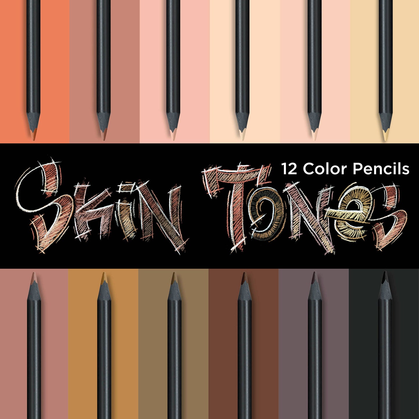 Super Soft Black Edition Color Pencils: 12 Ct Skin Tones