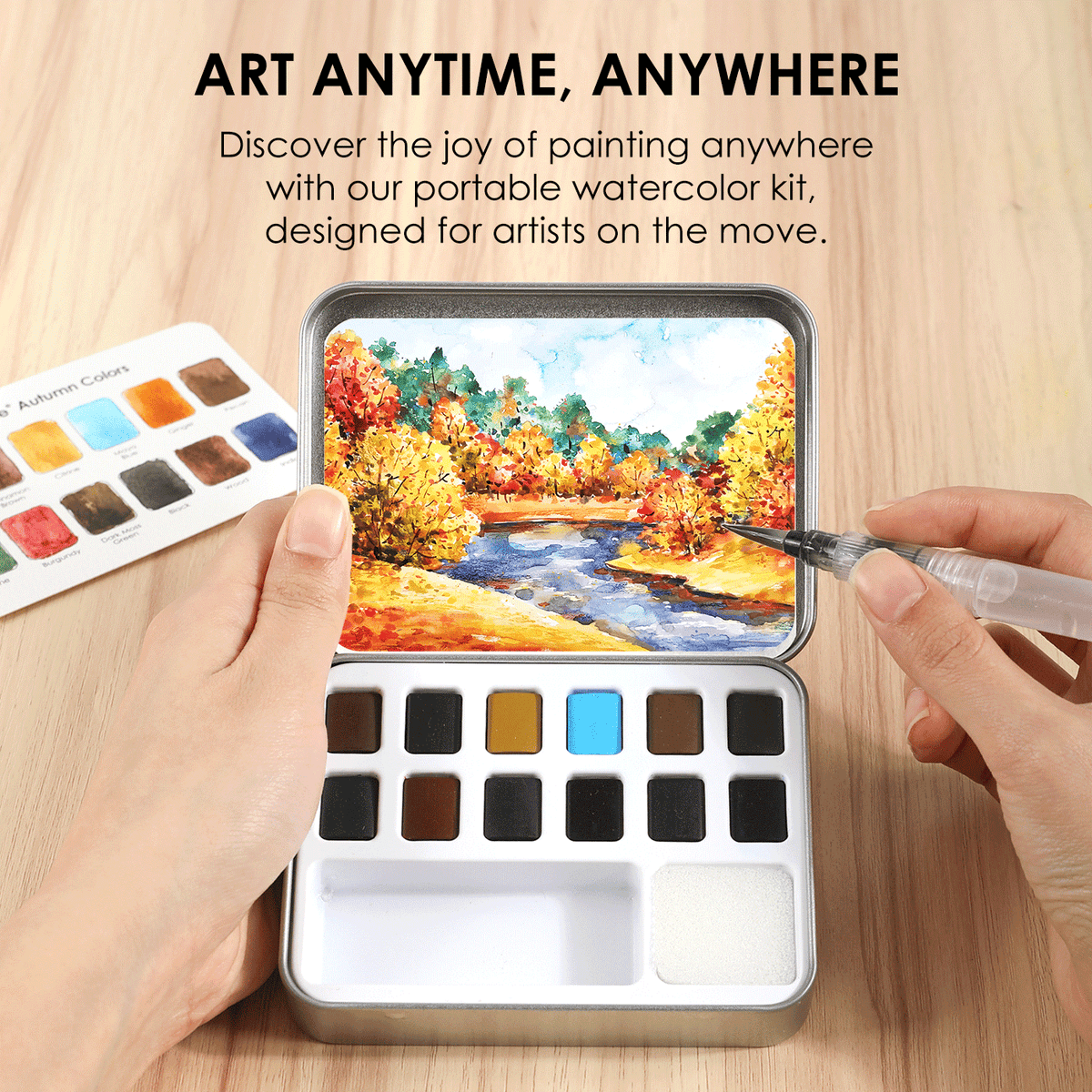 Watercolor Pocket Set Of 12 With Brush - Autumn Colors
