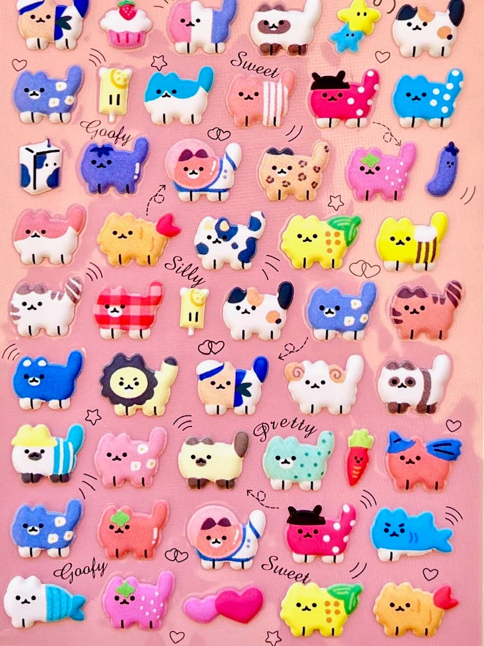 11082 Tiny Puffy Cat Dog Rabbit Stickers
