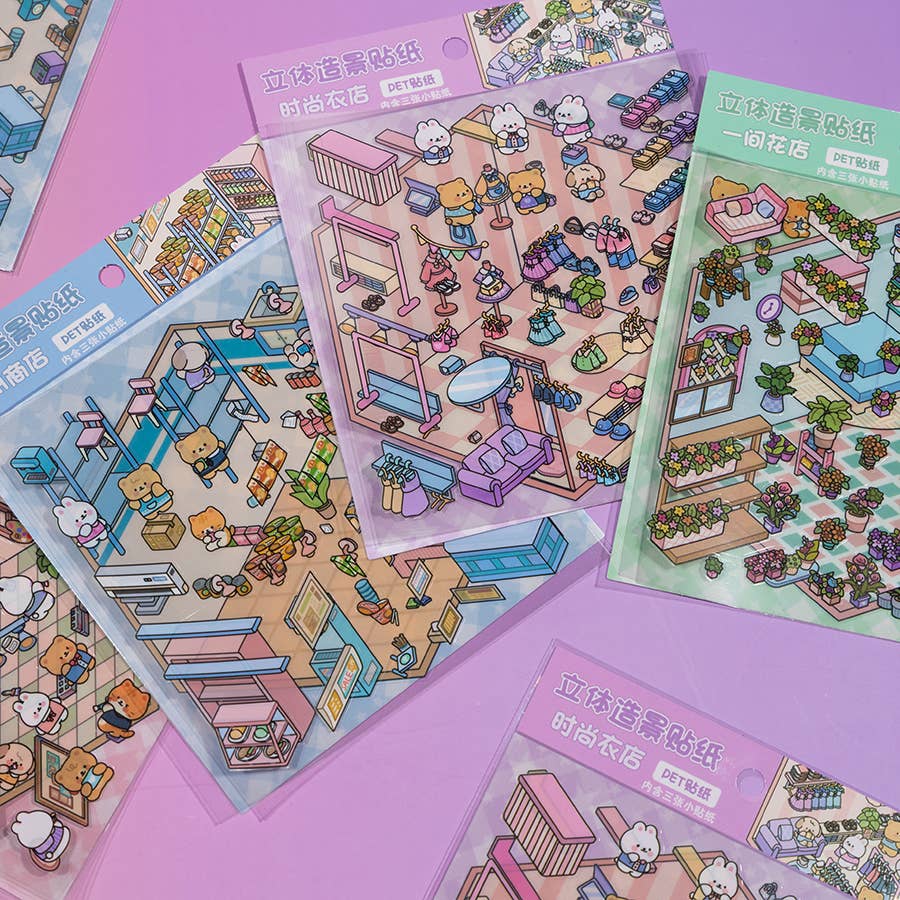 11072 3D Diorama Stores Stickers