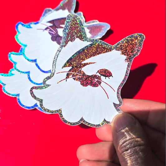 David Bowie Cat - Sparkle Sticker