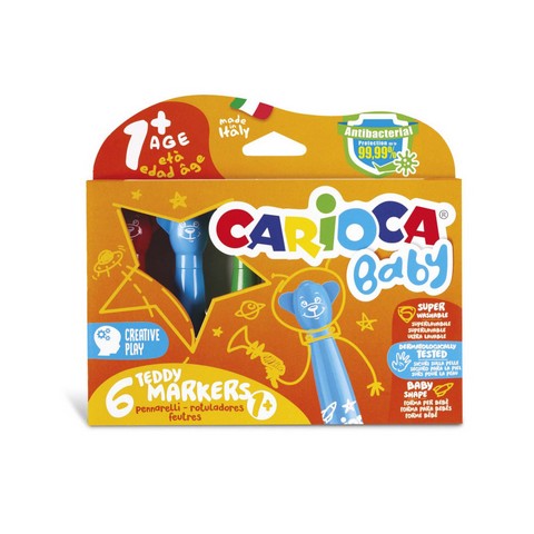 Carioca Baby Teddy Super Washable Markers - 6 PCS
