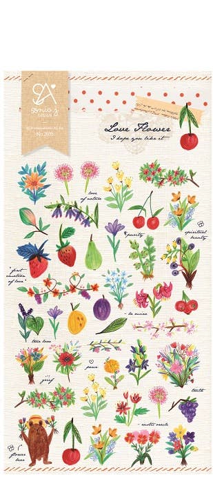 02035 LOVE FLOWER Korean Paper Sticker