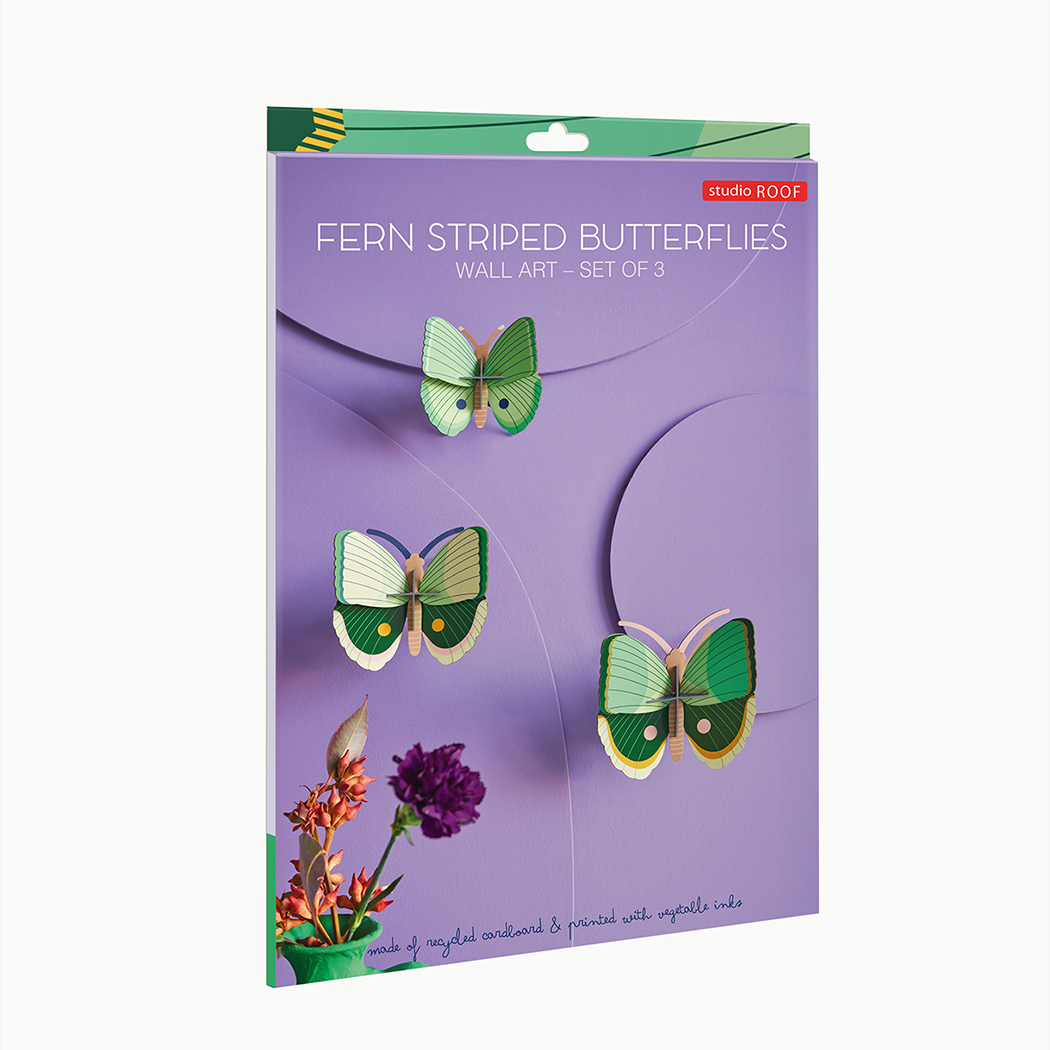 Fern Striped Butterflies, set of 3