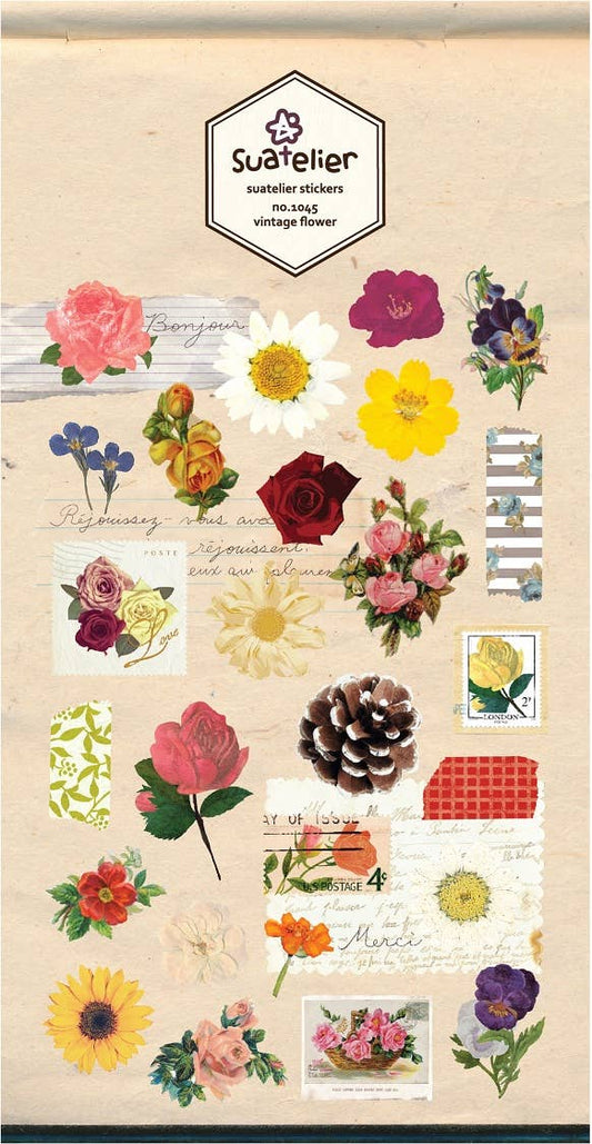 01045 VINTAGE FLOWER STICKERS
