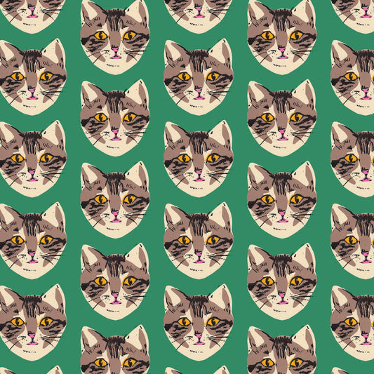 Green Cat Wrapping Paper Sheet