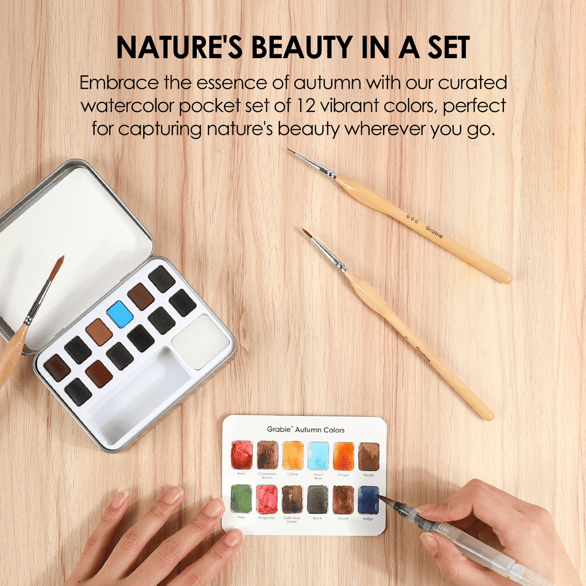 Watercolor Pocket Set Of 12 With Brush - Autumn Colors