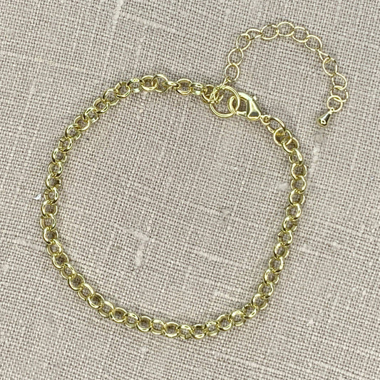 Gold Chain Link Charm Bracelet