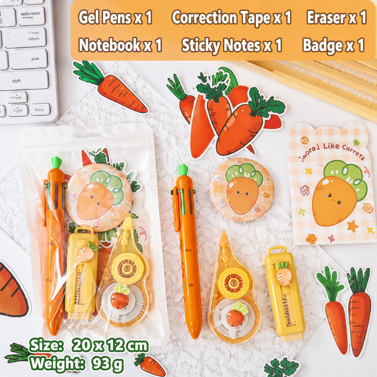 Cute Carrot Stationery Set