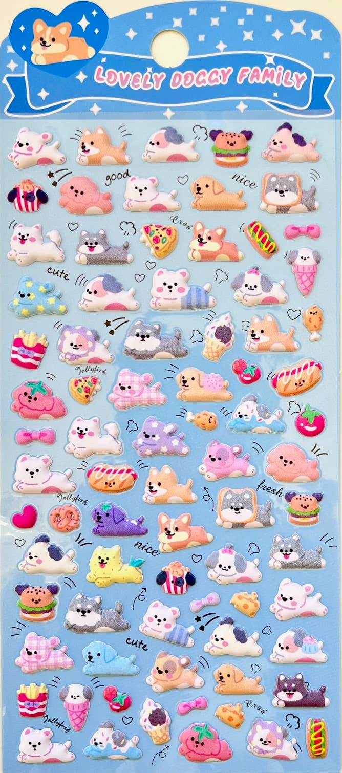 11082 Tiny Puffy Cat Dog Rabbit Stickers