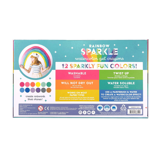 Rainbow Sparkle: Watercolor Gel Crayons (Set of 12)