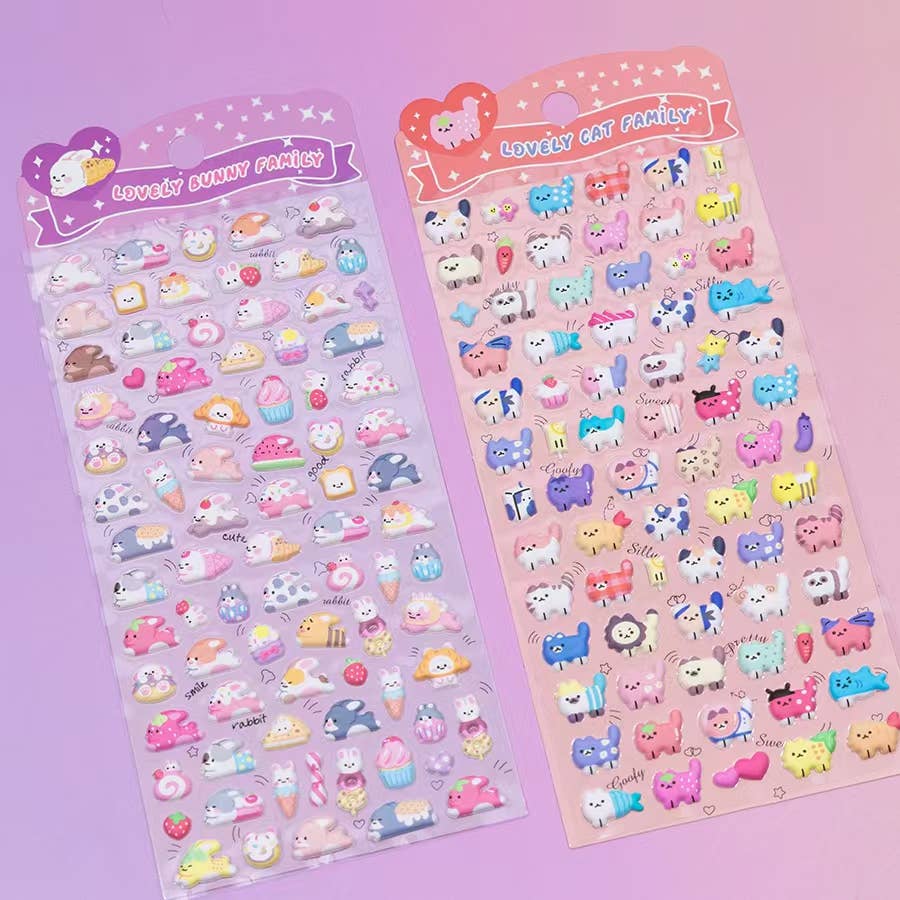 11082 Tiny Puffy Cat Dog Rabbit Stickers