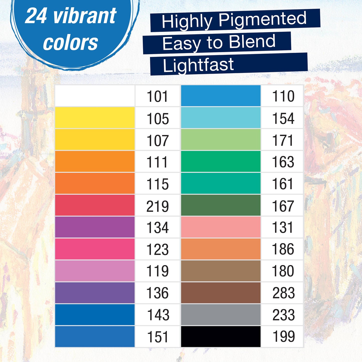 Artist's Oil Pastels, Set of 24 Sticks