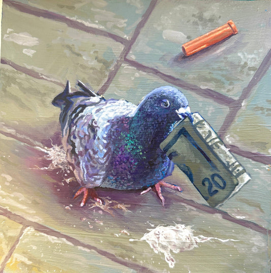 Art Print: Funny Pigeon with Cash