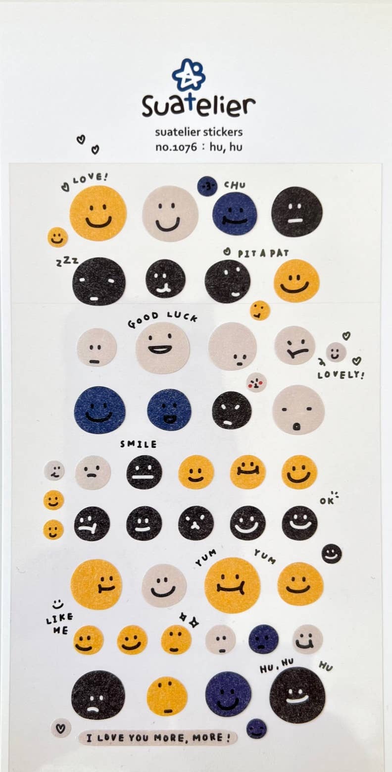 01076 SMILE FACE HU HU STICKERS