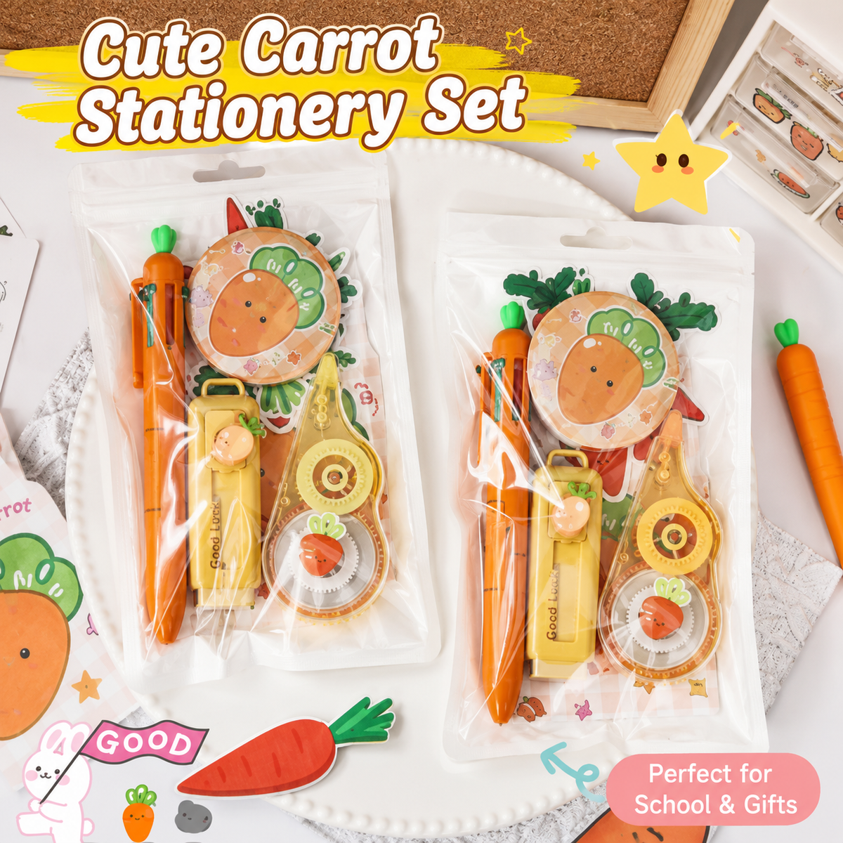 Cute Carrot Stationery Set